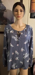Como Vintage Womens Size L Mauve Purple Floral Print Long Sleeve Blouse NEW - Picture 1 of 10