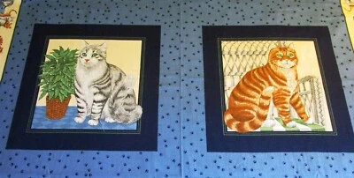 😺 CAT PILLOWS Fabric * 17" Panel * Gray Brown Kitties Paw Prints Cranston 😺 - Изображение 1 из 4