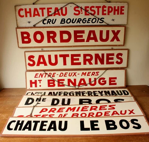 Antique French Vineyard Wine Signs. Winery Bar Shop Signs. Bordeaux, Sauternes Cover