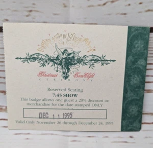 Disney EPCOT Christmas Candlelight Ceremony Dining Ticket used 1995 vtg Holiday - Picture 1 of 2