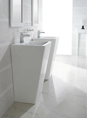 Bathroom Pedestal Sink - Bresica - Modern Bathroom Pedestal Sink - Image 1 of 3