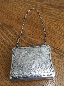 Antica borsa/portafoglio in argento sterling I Blackinton con catena con 110,6 grammi - Foto 1 di 9
