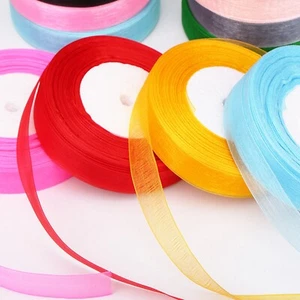 50 Yards 3/4" (20mm) Sheer Organza Chiffon Tulle Ribbons Wedding Sewing Craft - Picture 1 of 28