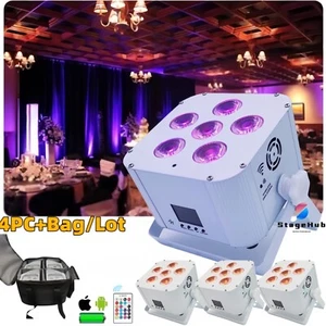4 piezas + bolsa/led par 6x18 W Dmx512 Wifi IR inalámbrico batería alimentada DJ boda luz ascendente - Imagen 1 de 10