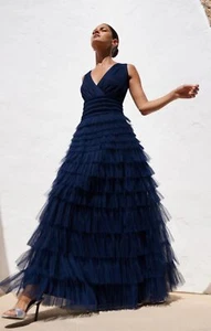 Ro&Zo Womens Navy Maxi Dress Wrap Style V-Neck Lined RRP £250 - Picture 1 of 16
