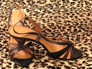 MAGNIFIQUE SANDALE ROME PARIS VINTAGE 70 PYTON VERITABLE MARRON BLEU NEUF T.38 - Picture 1 of 4
