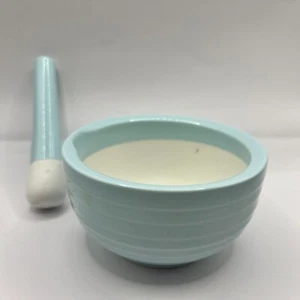 Sweejar Blue Porcelain Mortar Pestle LeadFree Pill Crusher Spice Herbs Grinder - Picture 1 of 9