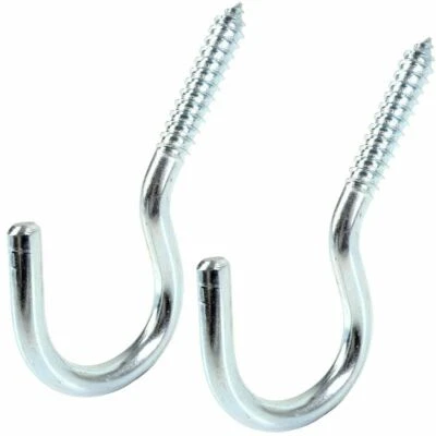 WHL 2pc EXTRA LARGE SCREW IN HOOKS HEAVY DUTY 100mm STEEL Wall Hanger Hanging Loop
