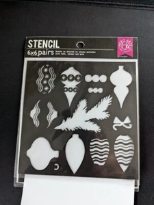 New Hero Arts "HOLIDAY ORNAMENTS STENCIL PAIRS" Stencil "6x6" - Picture 1 of 4