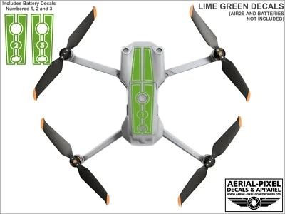 DJI Air 2S Racing Stripes With Battery Decals Number #1-3 Sticker Skin - Image 1 of 4