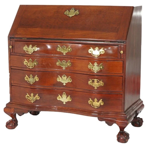 Chippendale Style Mahogany Serpentine Drop-Front Desk by Century, 20th C Cover