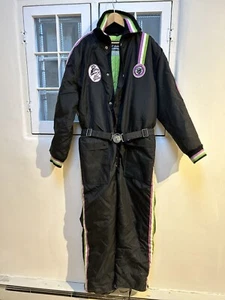 Vintage 1970s Arctic Cat Snowmobile Suit Men's Size Large Black Arctic Wear Snow - Picture 1 of 12
