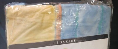 NOS Crown crafted abstract yellow blue orange green Twin Bedskirt  - Image 1 of 4