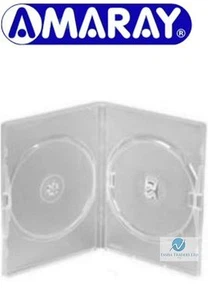 Double Clear DVD Case 14 mm Spine New Replacement Cover Holds 2 Disks Amaray - Picture 1 of 7