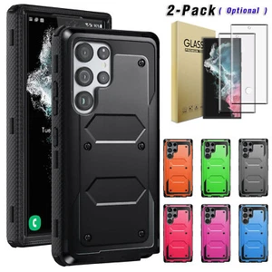 For Samsung Galaxy S22/S22+/S22 Ultra Dual Layer Phone Case Cover+Tempered Glass - Photo 1 sur 61