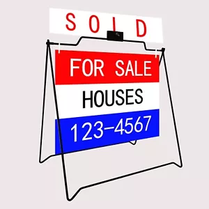 4 UNIT BLACK A-Frame Sign for Open House Sign Real Estate Realtors Sidewalk - Picture 1 of 10