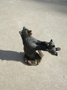 Youngs Inc. MAMA Black BEAR Swinging BABY Resin Knick Knack Figurine NEW 5" Tall - Picture 1 of 6