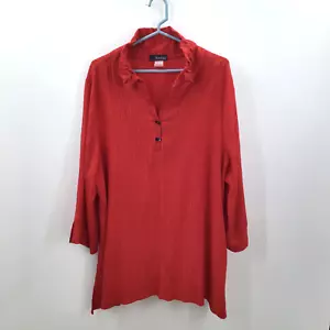 Moonlight by Y&S Popover Top XXL Red Goth Wired Collar Crinkle Pleated Sharkbite - Picture 1 of 12