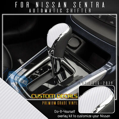 Графическая наклейка для переключателя передач Nissan Sentra 2016–2019 годов выпуска — матовый винил из углеродного волокна - Изображение 1 из 4