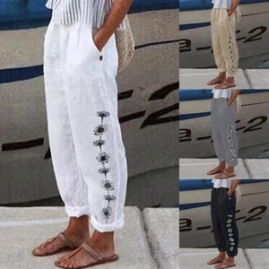 Haremshose Lange Hose Gerade Hose Strand Retro Locker Blumenmuster Uk~ < - Bild 1 von 14