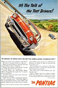 PRINT AD 1956 Pontiac Strato-Streak Bolero Red Test Drivers Racetrack 6.5 x 10 - Picture 1 of 3