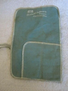 c. 1940s-50s Blue Felt BABY SET Anti-Tarnish Bag COWELL & HUBBARD Co Cleveland - Picture 1 of 6