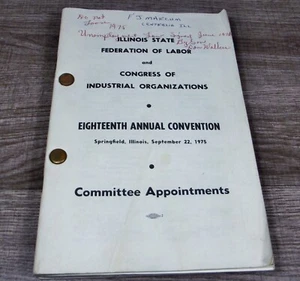 Vtg 1975 IL State Labor 18th Convention Congress of Industrial Orgs Booklets - Picture 1 of 6