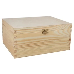 Large Wooden Chest with Clip – Ideal for Decoupage & Storage (29.5 x 21 cm) - Picture 1 of 3