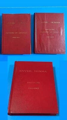 old 3 albania books-Enver Hoxha-discours article-1961-1966-comunism-french lang. - Image 1 of 3