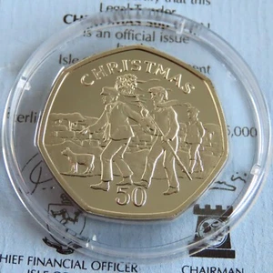 ISLE OF MAN 1994 CHRISTMAS SILVER PROOF 50 PENCE - coa - Picture 1 of 3