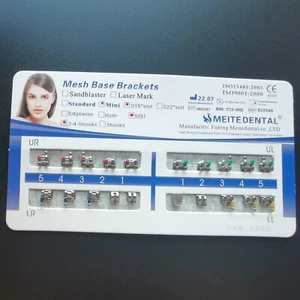 5 X Dental Orthodontic Metal Bracket Brace Mini 018 Slot MBT 345 Hooks Mesh Base - Picture 1 of 5
