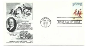 JH 1187 Frederick Remington Fleetwood FDC - Imagen 1 de 1