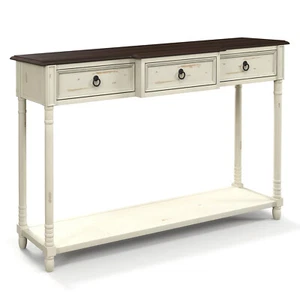 Farmhouse Console Table Entryway Sideboard w/Open Storage Shelf & 3 Drawers - Picture 1 of 9