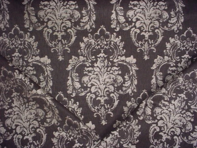 3Y Scalamandre SC 000326761 Agios White on Charcoal Damask Upholstery Fabric - Image 1 of 4