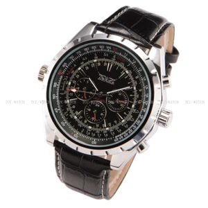 Mechanical Jaragar Analogue Leather Wrist Watch Autometic Luxury Month Day Date - Picture 1 of 8
