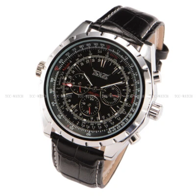 Reloj Pulsera Mecánico Jaragar Analógico Cuero Automético Lujo Mes Día Fecha Foto 1 de 4