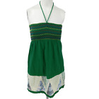 Flying Tomato Halter Shirred Lace Dress Size S Green Retro Hippie Boho Stretch