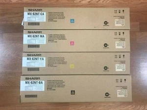 New Genuine Sharp MX-6204N,6500N,6580N,7040N,7090N,7500N MX-62NT CMYK Toner Set - Picture 1 of 7