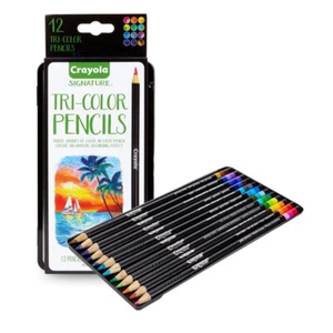 12pc Crayola Signature Drawing/Colouring/Sketching Tri-Color Pencils For 9+ Kids - Picture 1 of 8