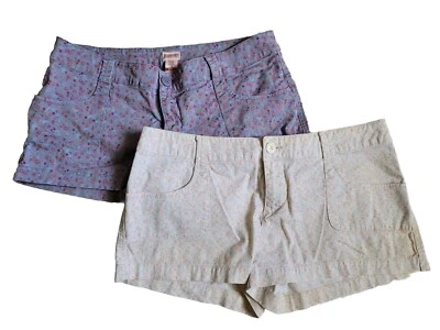 NUEVO SIN ETIQUETAS 2x Pantalones Cortos Mossimo Floral Púrpura y Beige Algodón Elastizados Ajuste 6 Para Mujer, 13 Foto 1 de 4