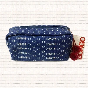 Bongo patterned cosmetics make up bag with pom pom zipper blue and red NWT OBO - Picture 1 of 7