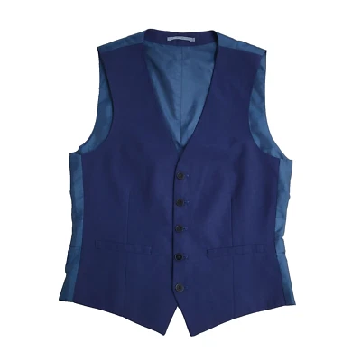 Burton Blue 2 Pocket Smart Formal Waistcoat UK Men's S 36" - Image 1 of 4