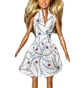 White Star Halter Top Dress 4th of July Patriotic Fits 11.5" Girl Fashion Doll - Picture 1 of 5