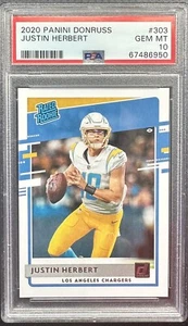 Donruss Justin Herbert 2020 clasificación novato #303 RC gema como nuevo PSA 10 - Imagen 1 de 3