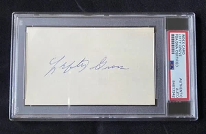 Carta indice firmata Lefty Grove Boston Red Sox HOF 3x5 ~ Lastra autentica PSA/DNA - Foto 1 di 4
