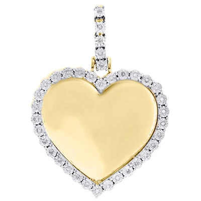 Colgante de oro amarillo de 10 quilates con marco de memoria de imagen de corazón de diamantes de 1,30" dije de 0,10 quilates Foto 1 de 4
