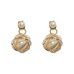 Elegant White Pearl 925 Silver Plated Drop Earrings Women Engagement Party Gift - Picture 1 of 2