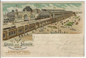 1899 German Gruss aus Dresden Advertising Postcard Main Railway Station - Imagen 1 de 2
