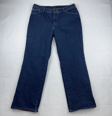 Dickies女式牛仔裤 14R蓝色宽松法兰绒内衬棉质牛仔布 — 第 1/4 张图片