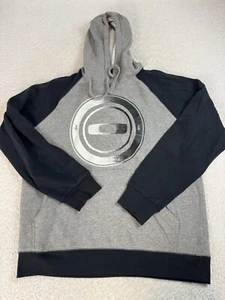 Oakley Mens Drawstring Big Logo Fleece Hoodie Sweatshirt Gray Navy Large - Picture 1 of 5
